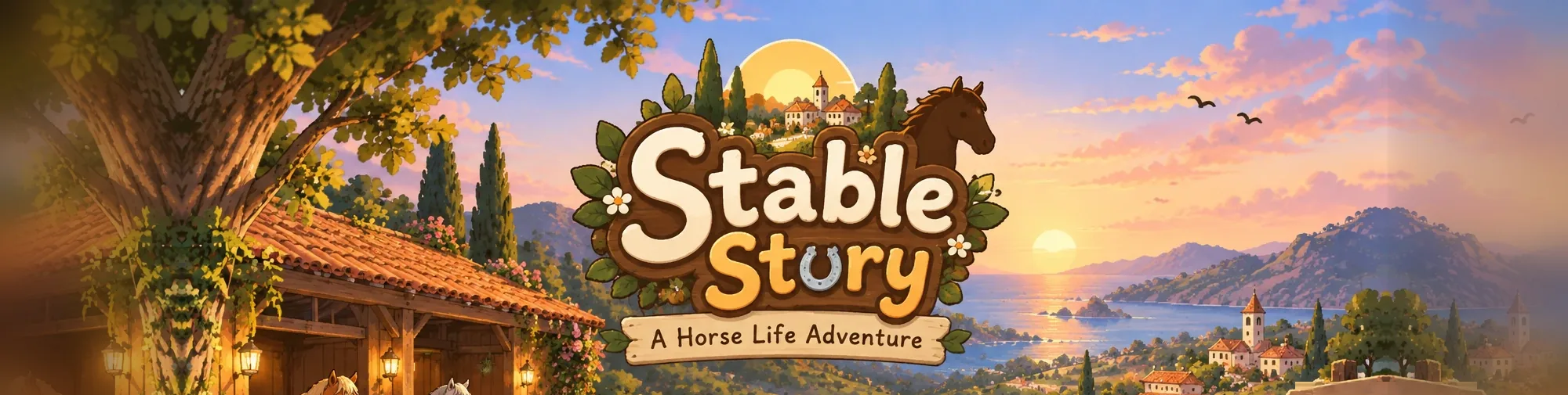 Stable Story, A Horse Life Adventure: una hípica junto al mar al atardecer