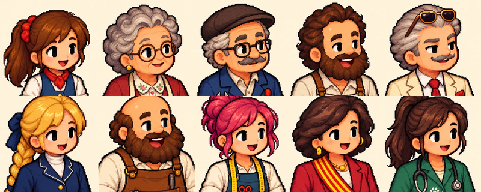 Retratos de los personajes del juego